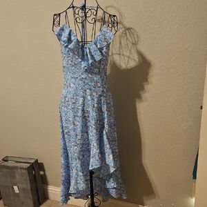 SHEIN Blue Floral High Low Dress